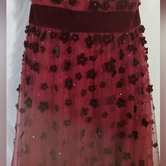 Mac Duggal Floral Applique Midi Cocktail Dress in Maroon - Picture 11 of 16